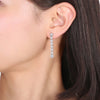 14K Solid White Gold Dangle Diamond Earrings Thumbnail