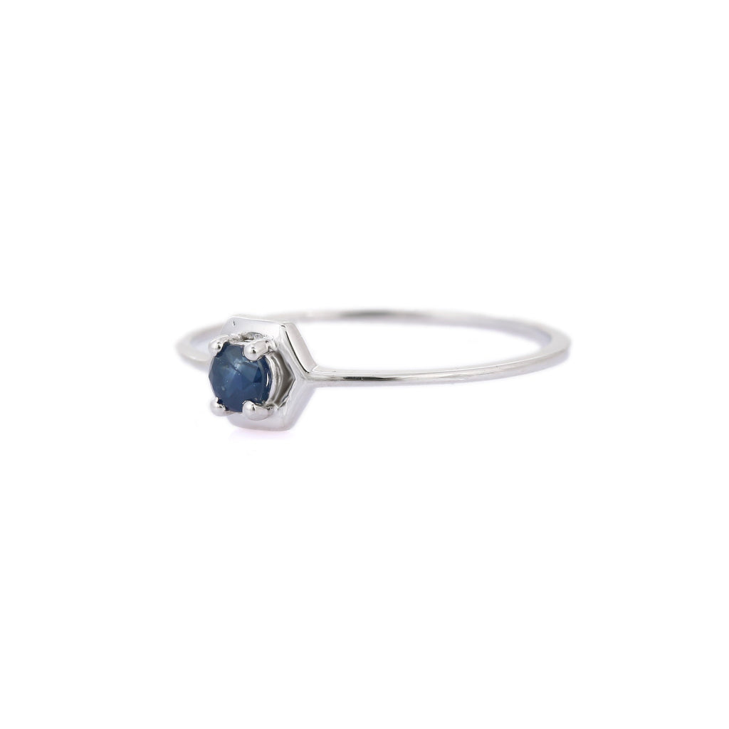 14K Gold Blue Sapphire Stacking Ring Image