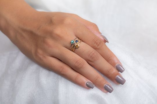 14K Gold Blue Sapphire Stacking Ring Image