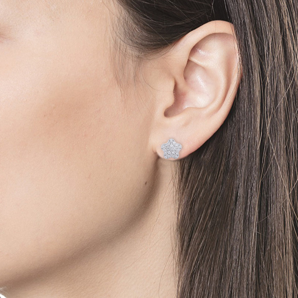 14K White Gold Diamond Studs Earrings Image