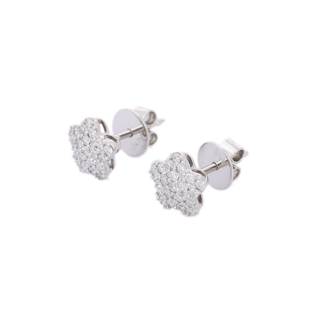 14K White Gold Diamond Studs Earrings Image