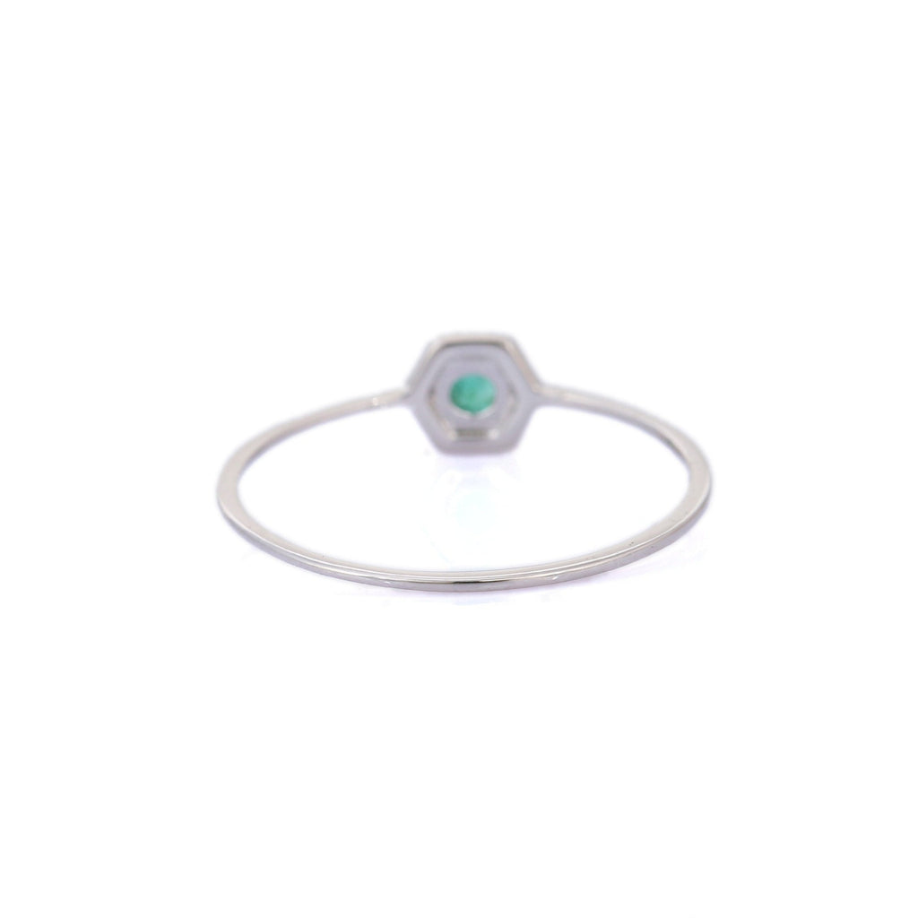 14K White Gold Emerald Pinky Ring Image