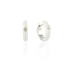 14K White Gold Enamel Huggie Hoop Diamond Earrings Thumbnail