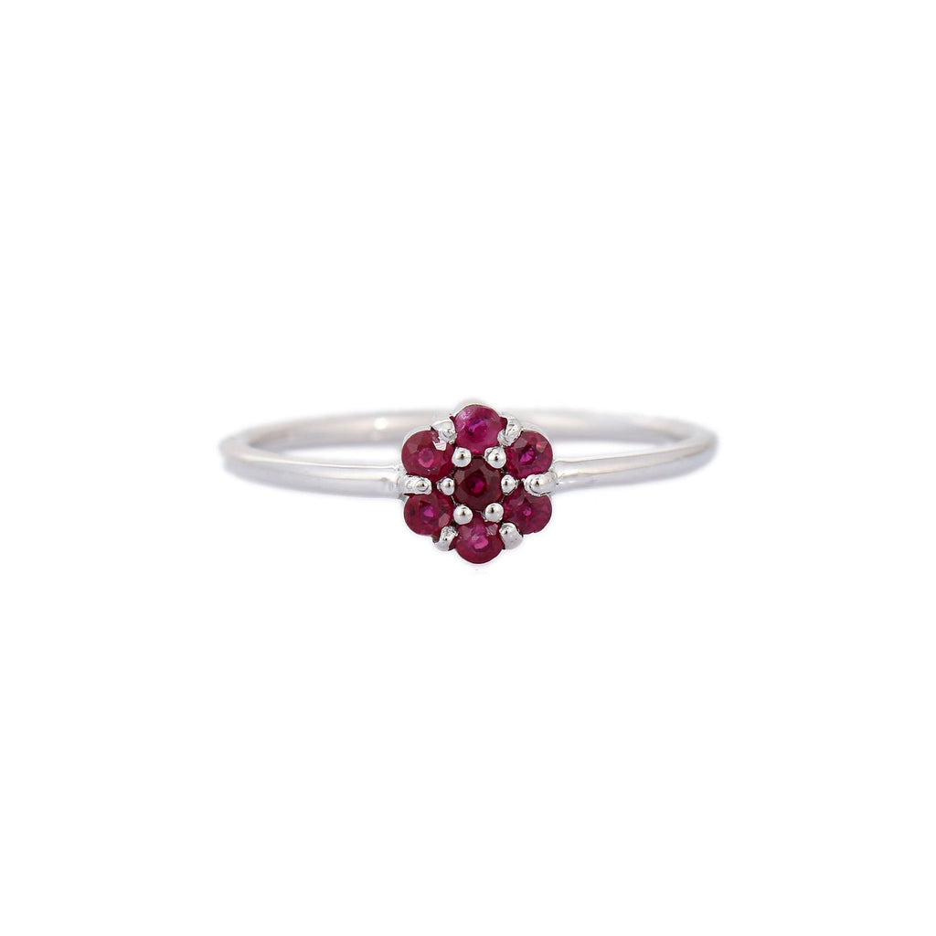 14K White Gold Floral Ruby Ring Image