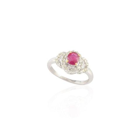 14K White Gold Ruby And Diamond Statement Ring - VR Jewels