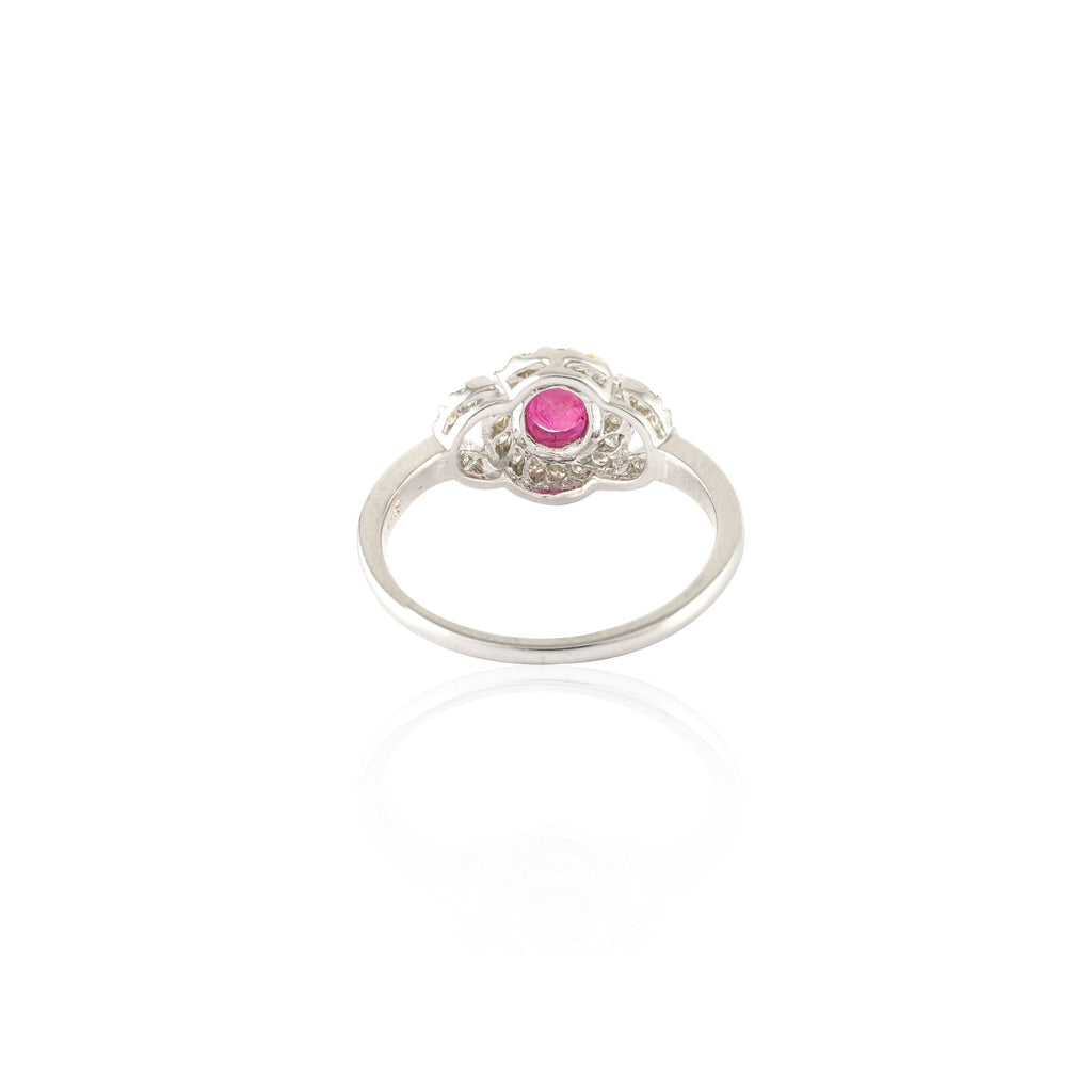 14K White Gold Ruby And Diamond Statement Ring Image