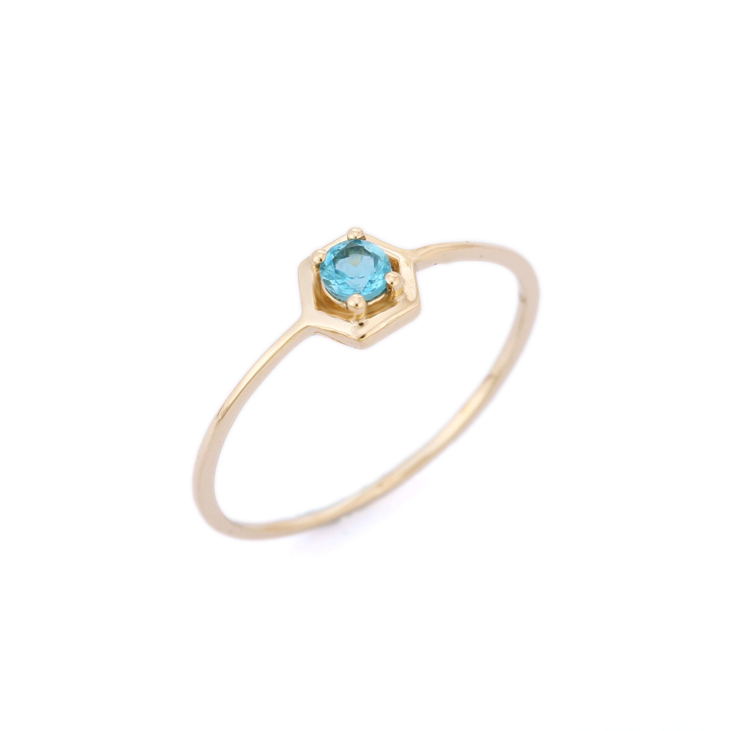 14K Yellow Gold Blue Topaz Ring - VR Jewels