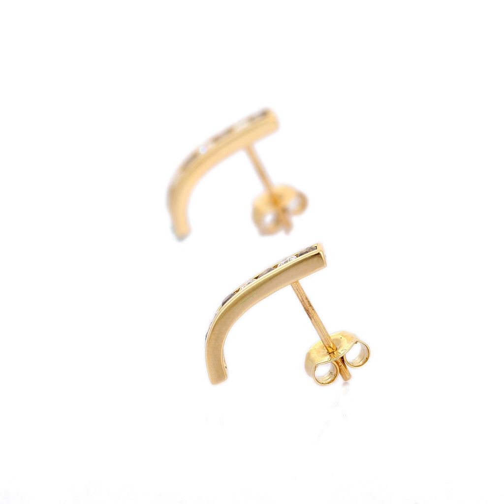 14K Yellow Gold Brown Diamond Bali Earrings Image