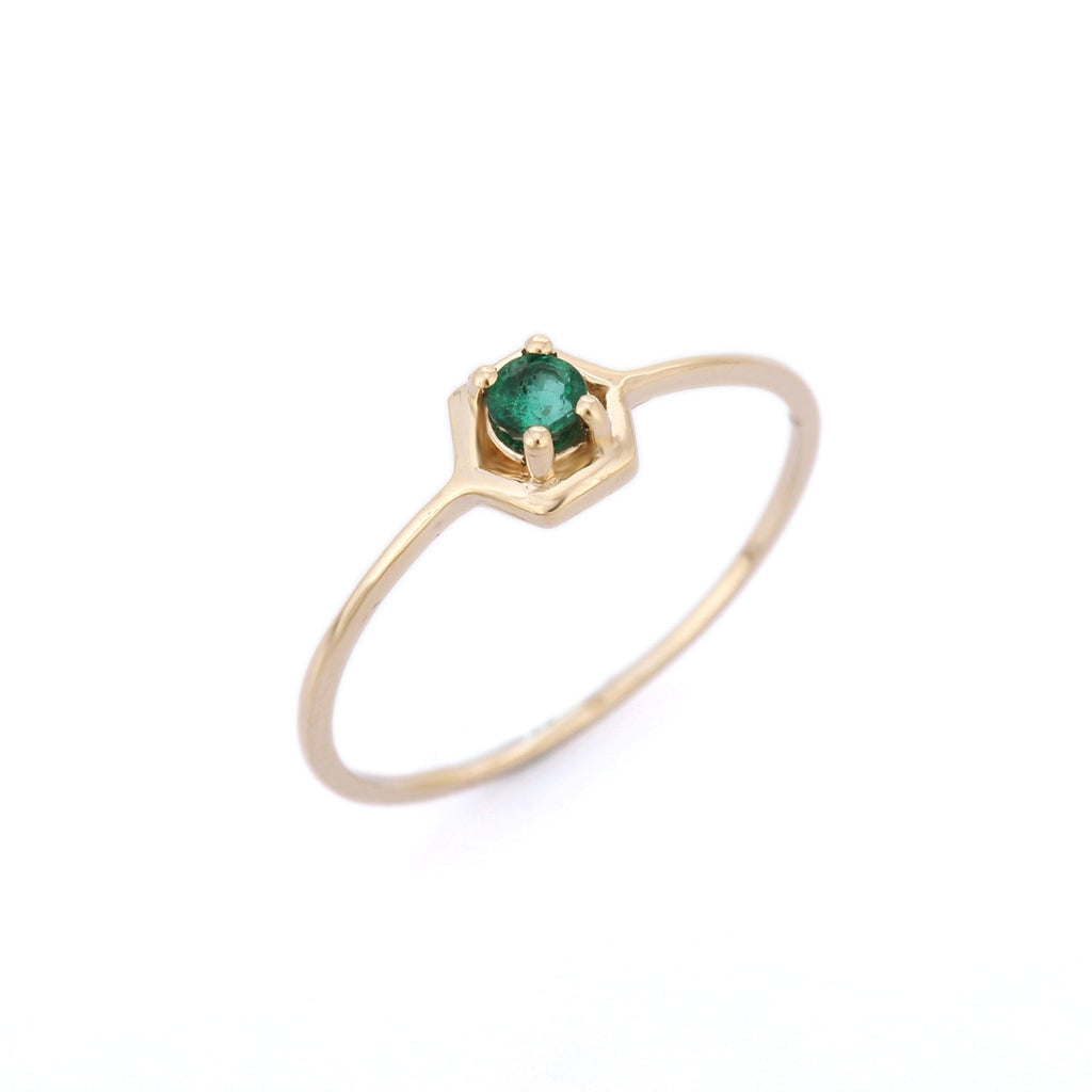 14K Yellow Gold Emerald Birthstone Ring Image
