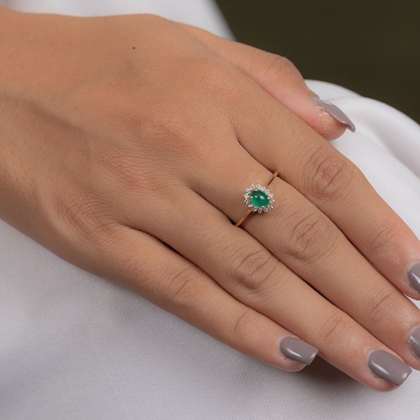 14K Gold Emerald & Diamond Engagement Ring Image