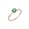 14K Gold Emerald & Diamond Flower Ring Thumbnail