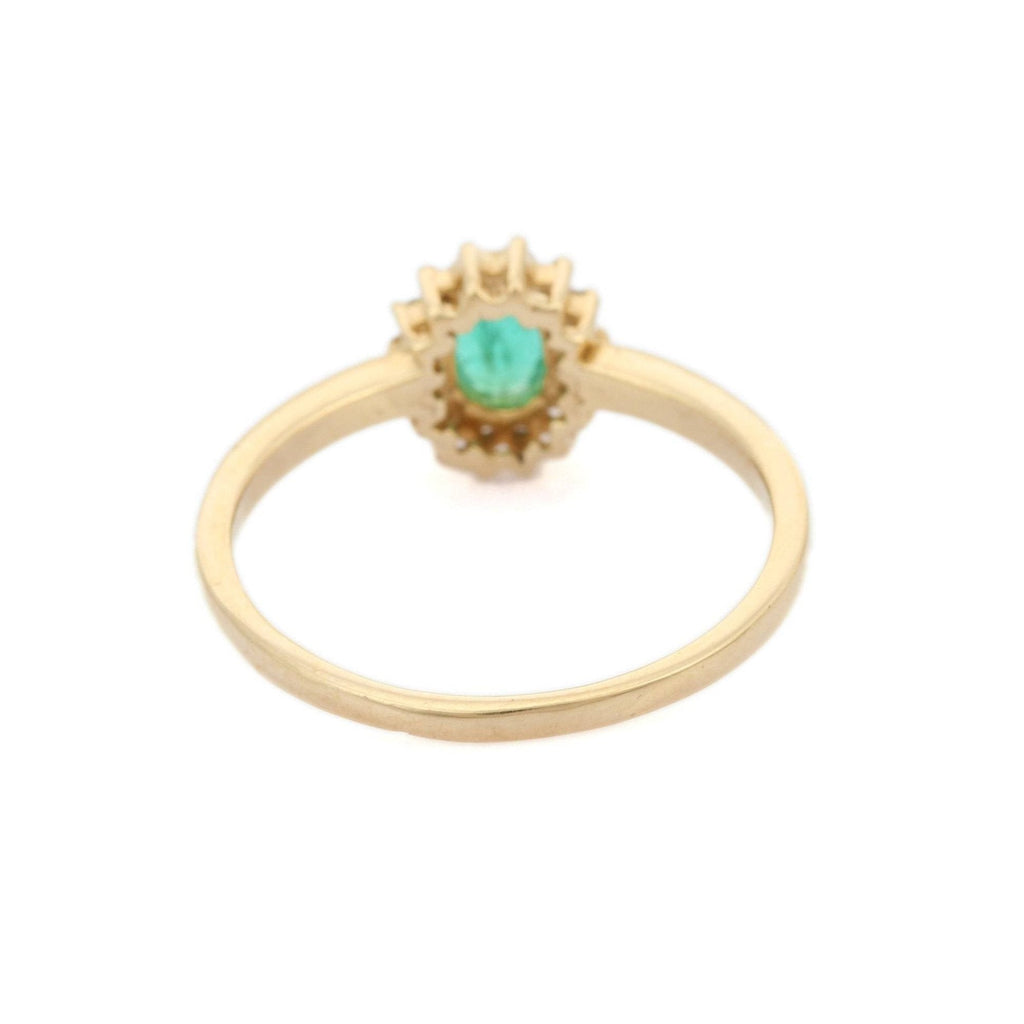 14K Yellow Gold Emerald Diamond Ring Image