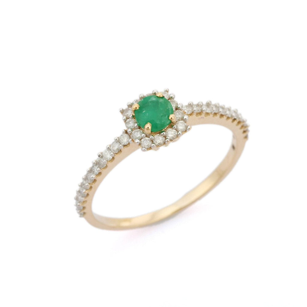 14K Gold Emerald Wedding Ring Image
