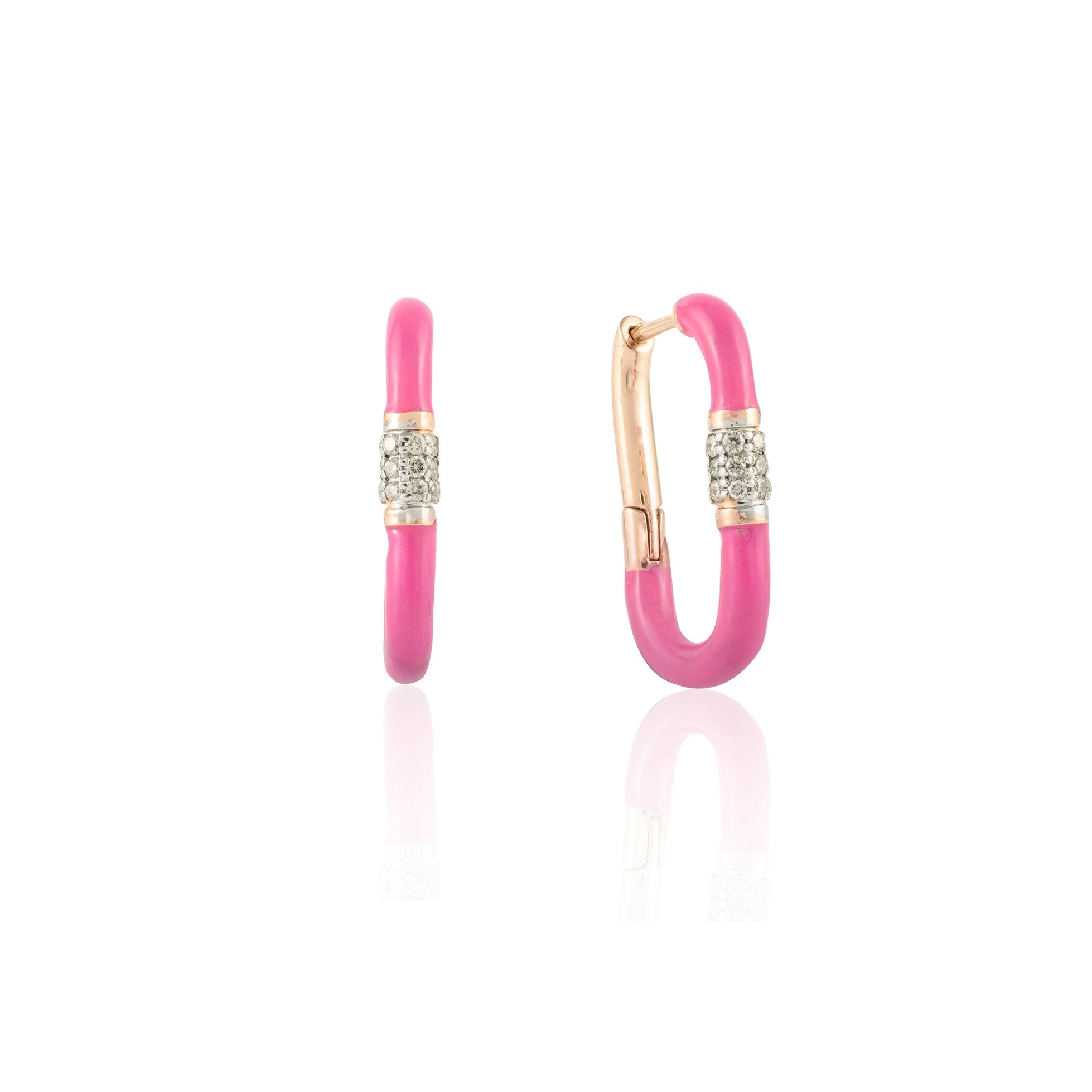 14K Yellow Gold Enamel Huggie Hoop Earrings - VR Jewels