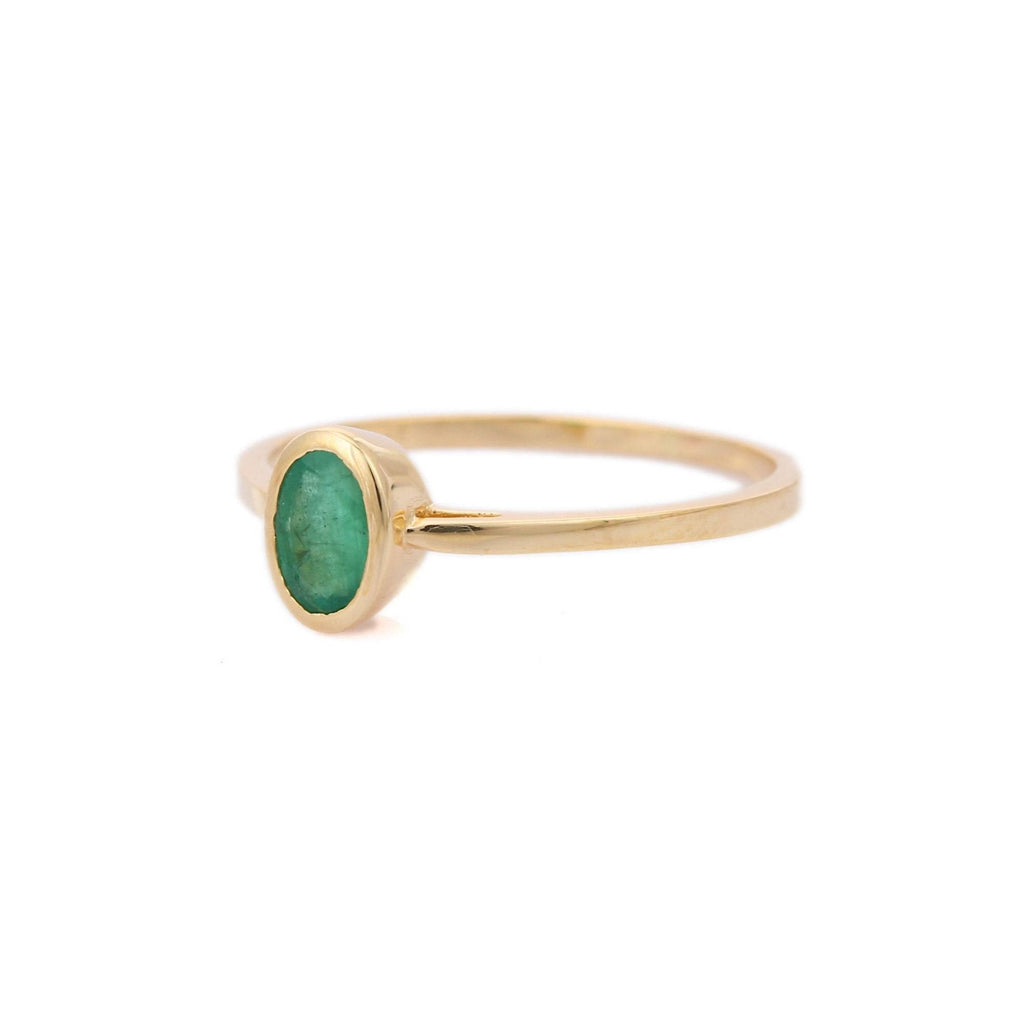 14K Gold Emerald Solitaire Ring Image