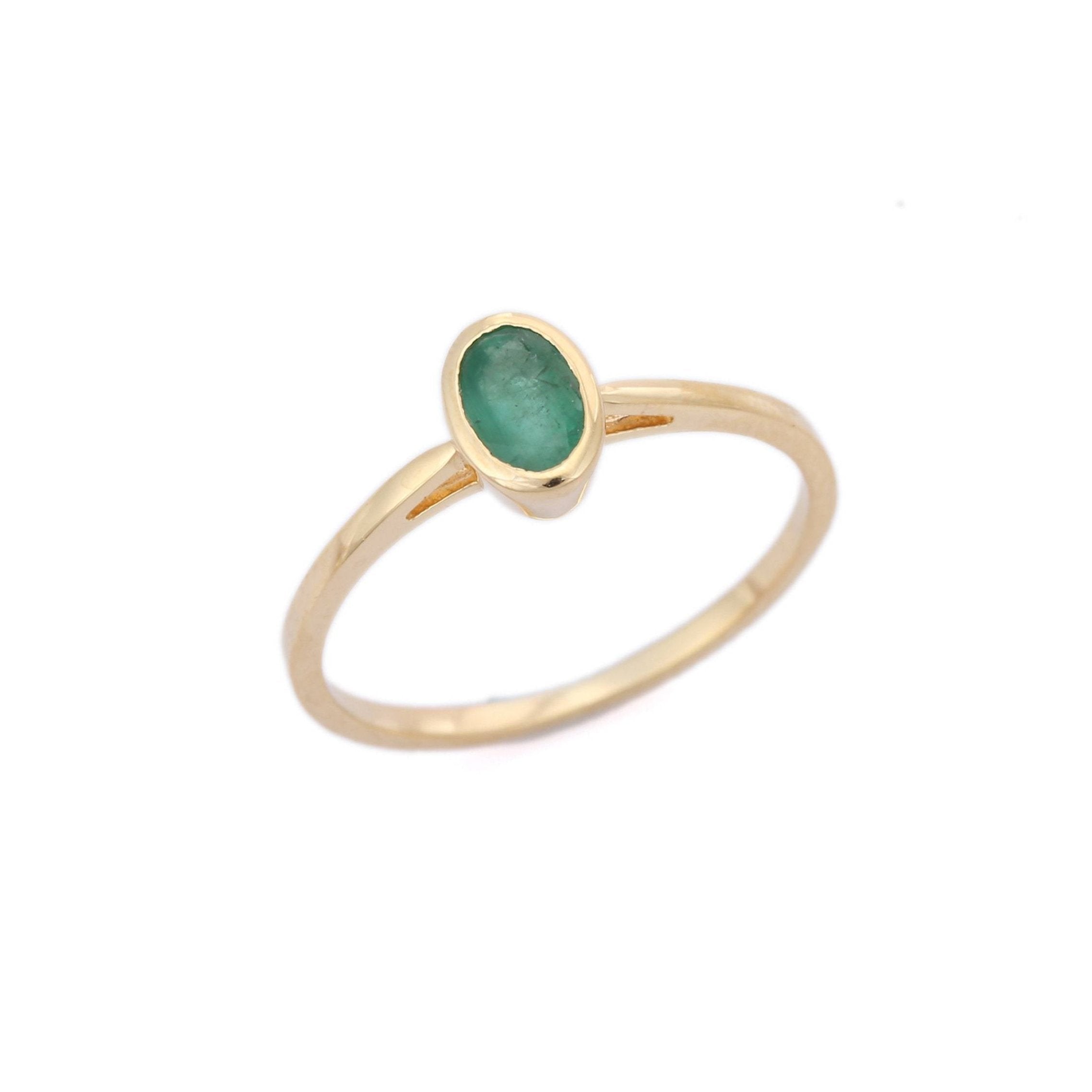 14K Yellow Gold Fine Emerald Ring - VR Jewels