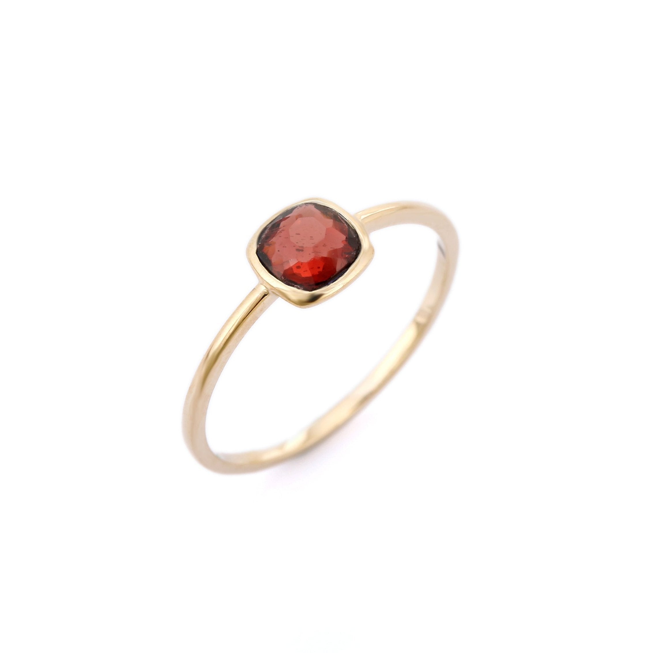 14K Gold Cushion Cut Garnet Ring - vrjewels-us