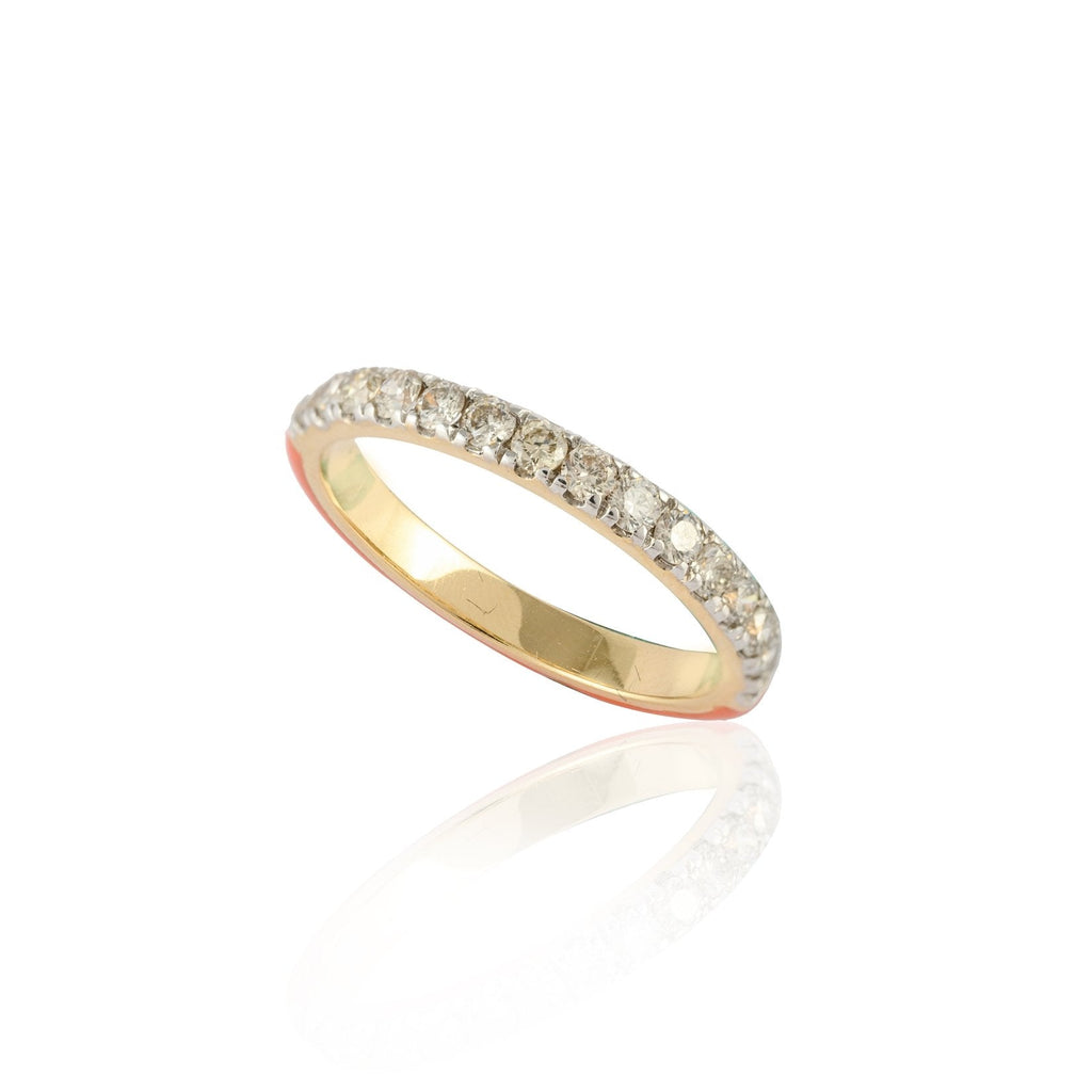 14K Gold Half Enamel Diamond Ring Image