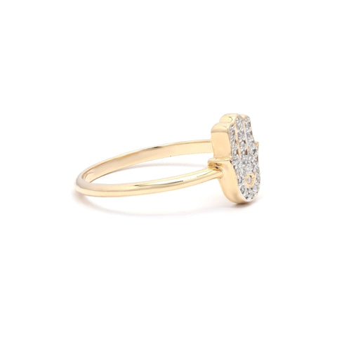14K Yellow Gold Hamsa Hand Diamond Ring - VR Jewels