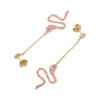 14K Yellow Gold Pink Sapphire Snake Dangle Earrings Thumbnail