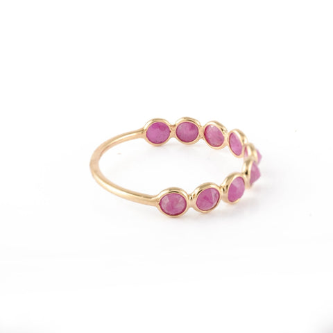 14K Yellow Gold Ruby Half-Eternity Band - VR Jewels