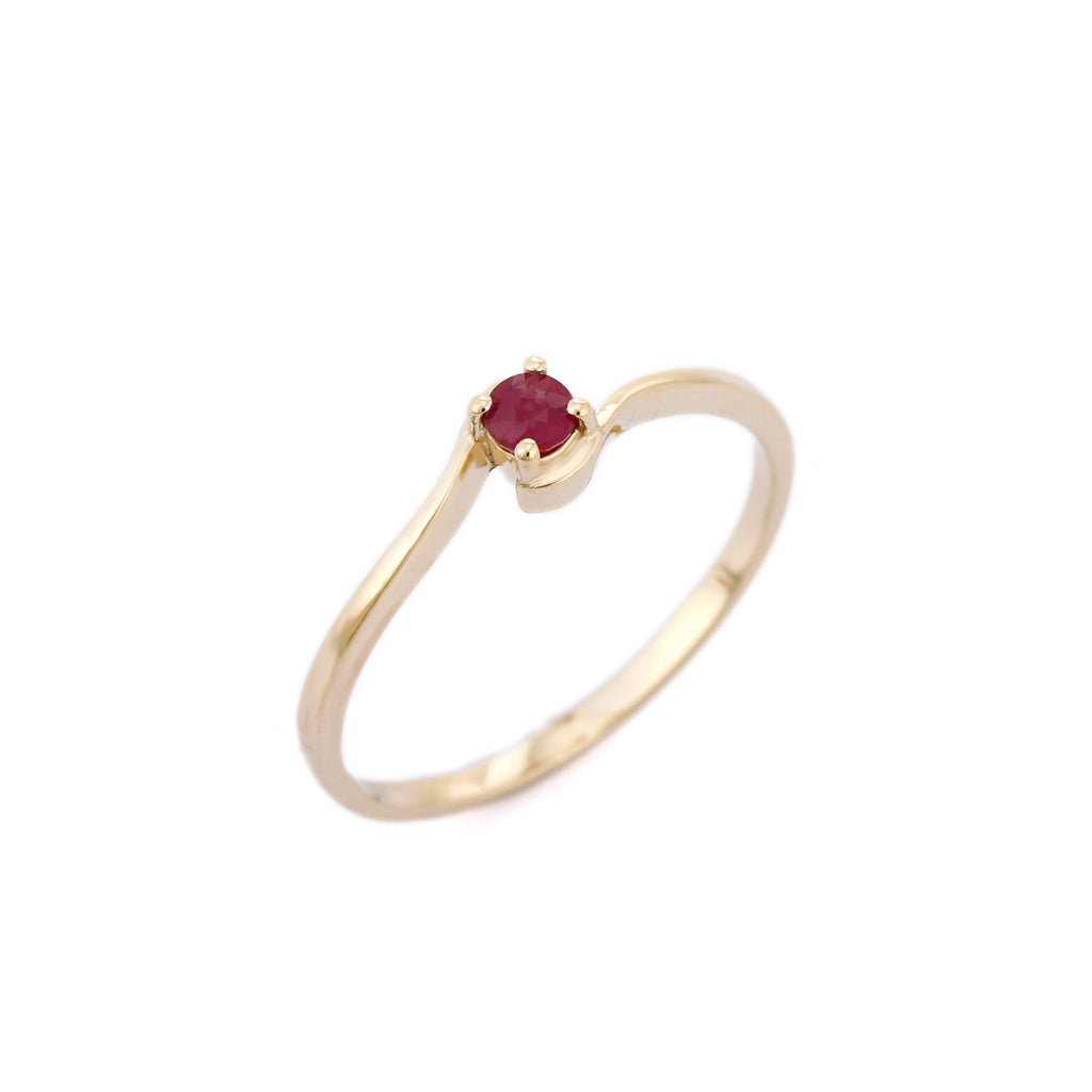 14K Gold Ruby Minimalist Ring Image