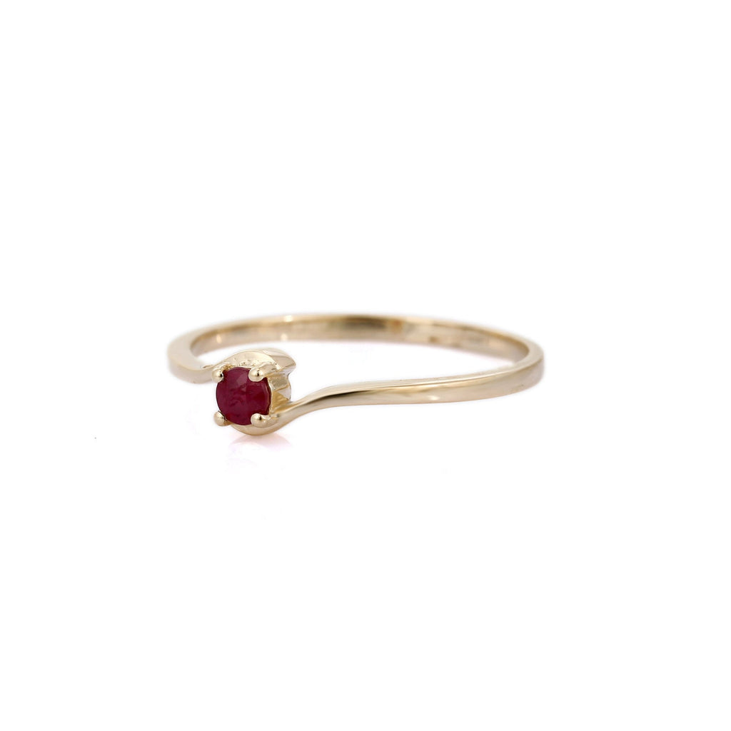 14K Gold Ruby Minimalist Ring Image