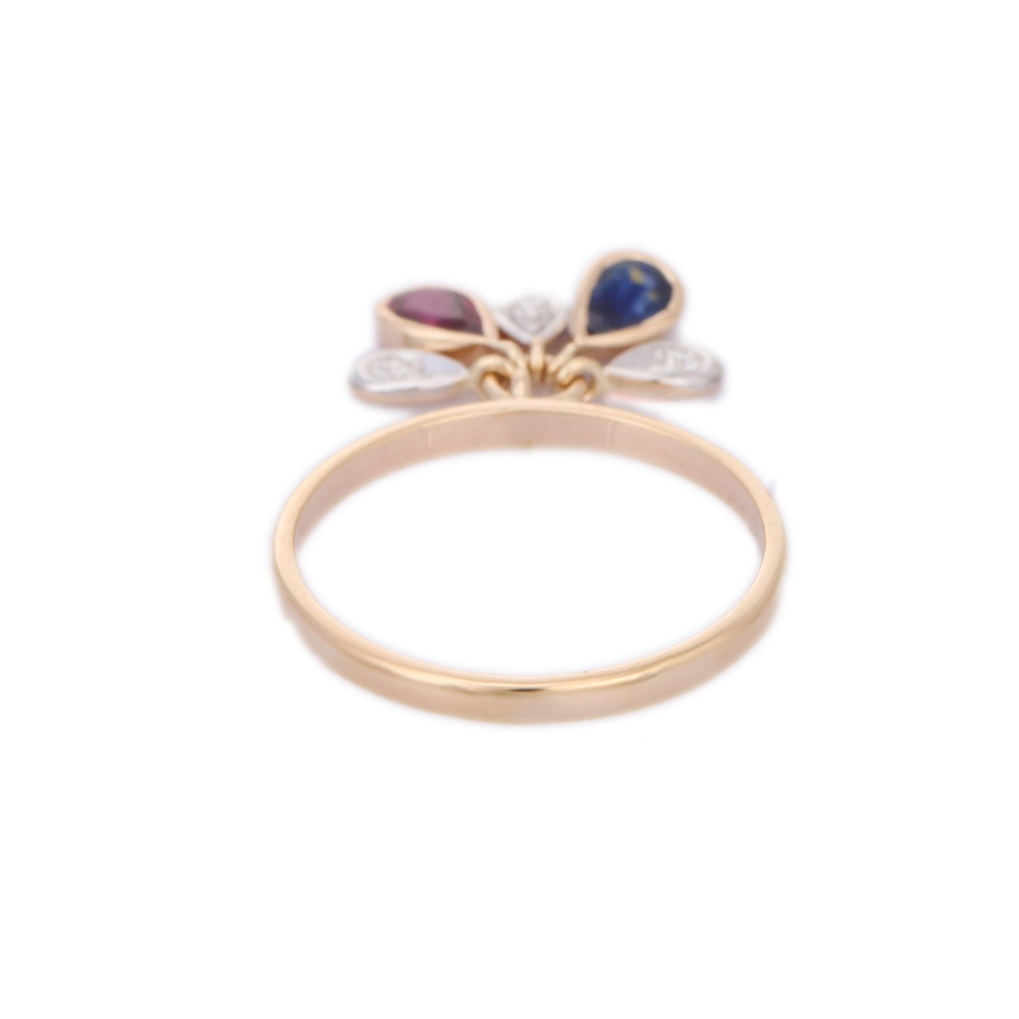 14K Yellow Gold Ruby & Sapphire Ring - vrjewels-us