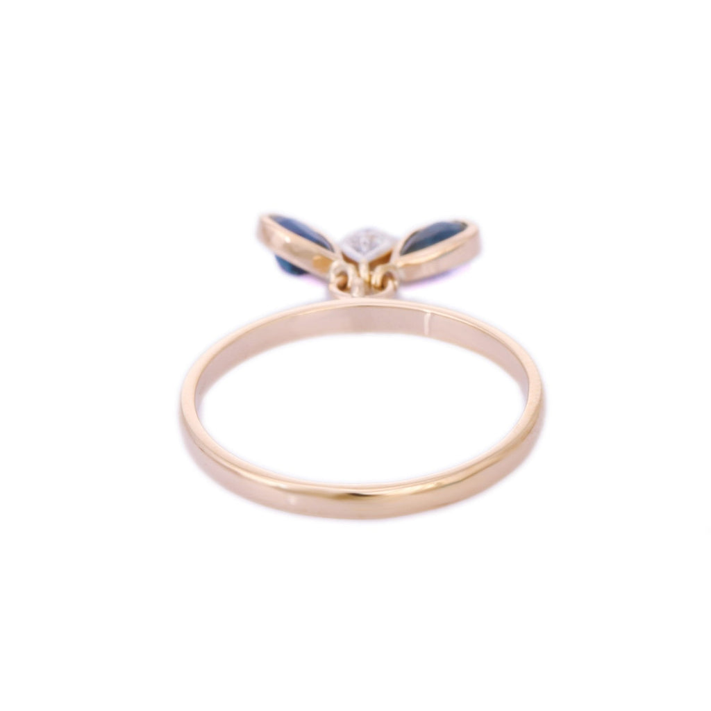 14K Yellow Gold Sapphire & Diamond Ring Image