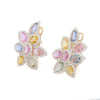 14K Yellow Gold Floral Multi Sapphire Diamond Earrings Thumbnail