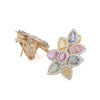 14K Yellow Gold Floral Multi Sapphire Diamond Earrings Thumbnail