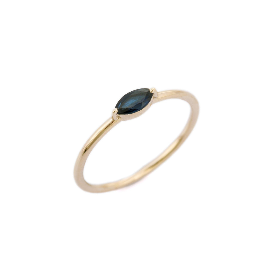 14K Gold Blue Sapphire Dainty Ring Image