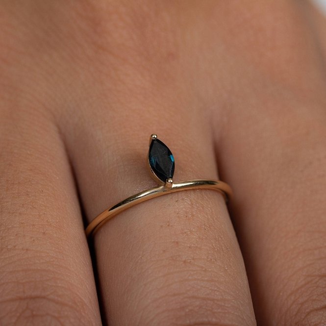 14K Gold Single Floating Sapphire Ring Image