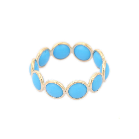 14K Yellow Gold Turquoise Eternity Ring - VR Jewels
