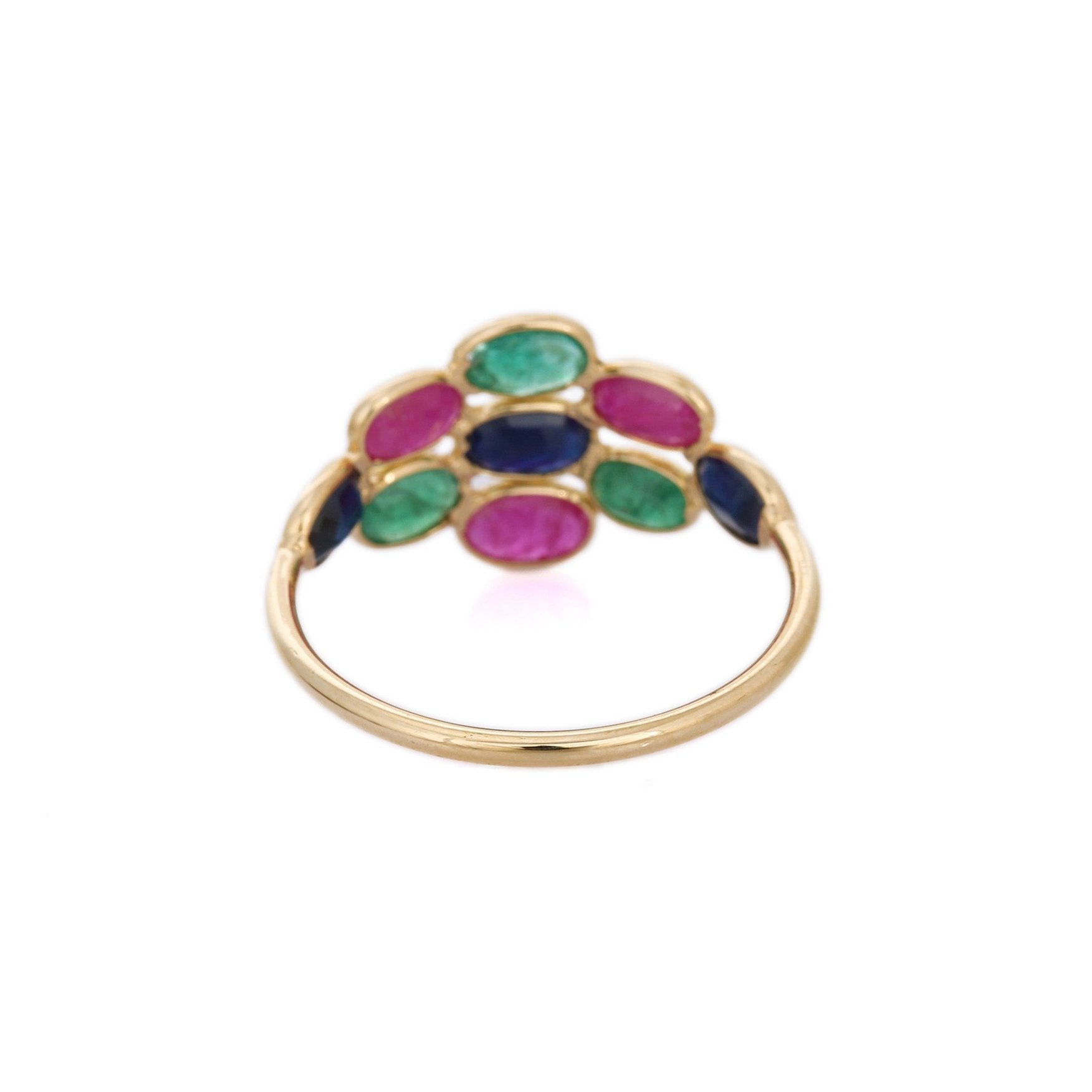 18K Gold and ruby, emerald, blue sapphire ring - VR Jewels