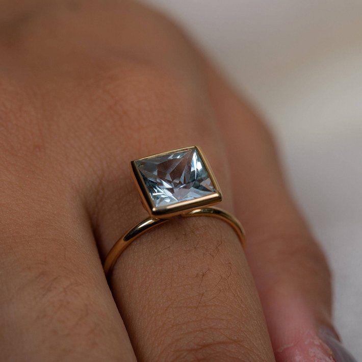 18K Gold Aquamarine Ring - VR Jewels