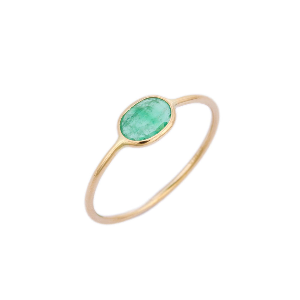 18K Gold Emerald Stacking Ring Image