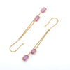 18K Gold Pink Sapphire Chain Dangle Earrings Thumbnail