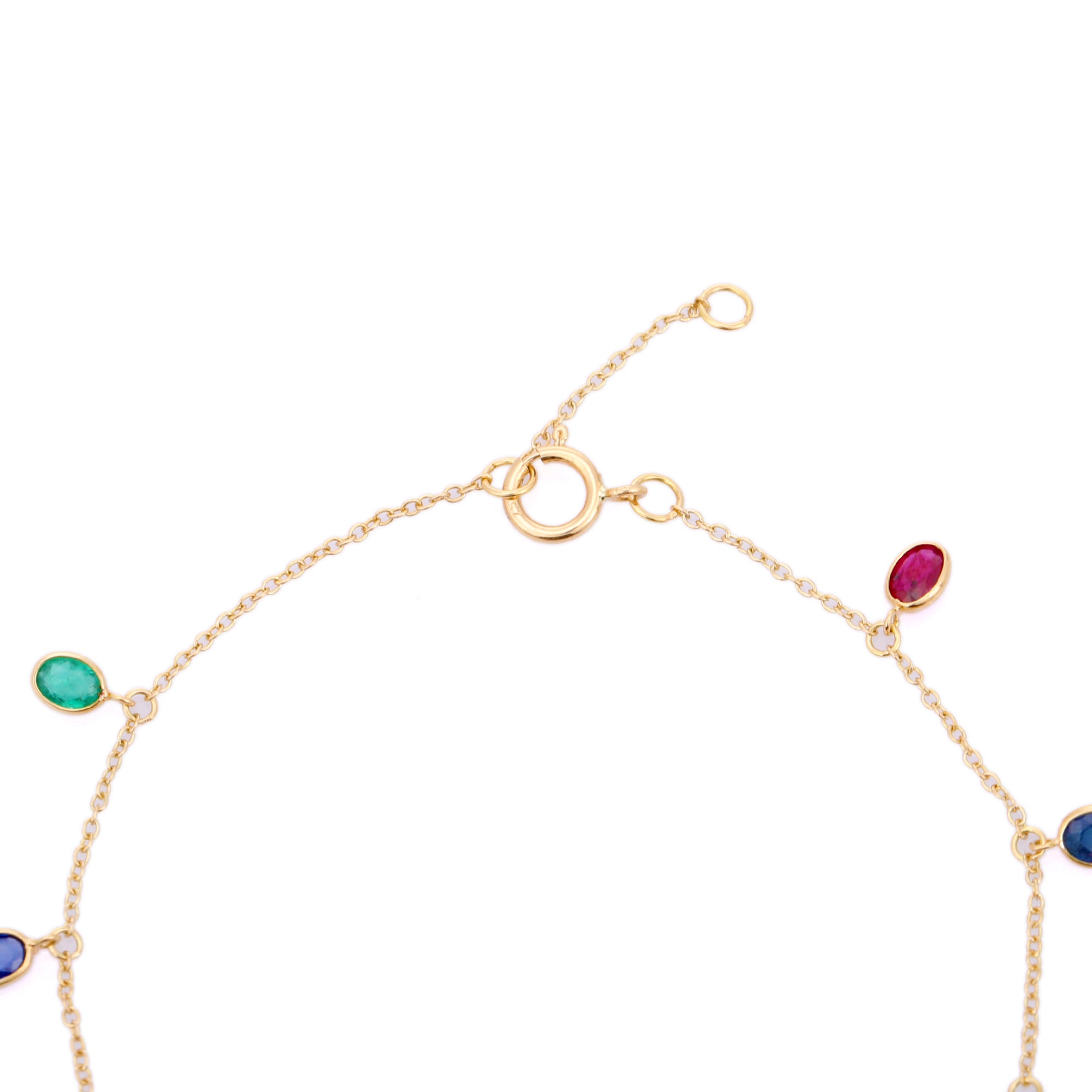 18K Gold Ruby Emerald & Blue Sapphire Bracelet - VR Jewels