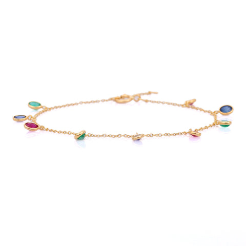 18K Gold Ruby Emerald & Blue Sapphire Bracelet - VR Jewels