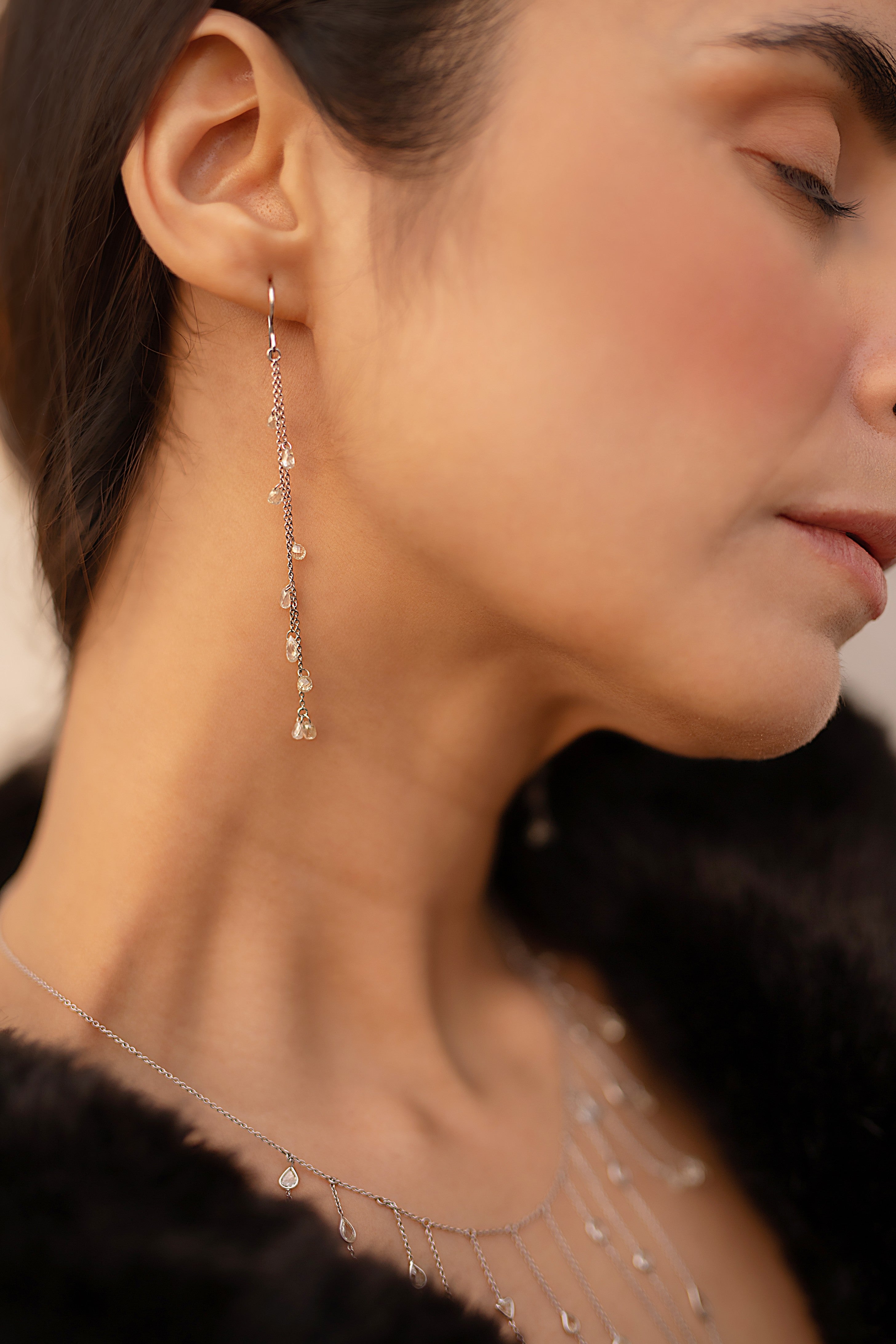 18K Gold Shoulder Duster Diamond Earrings - VR Jewels
