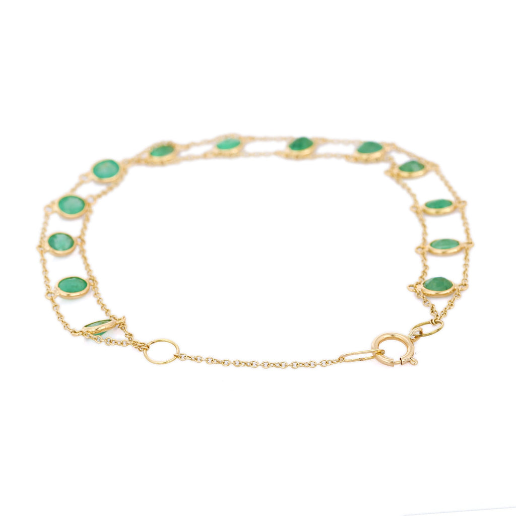 18K Natural Round Cut Emerald Bracelet Image