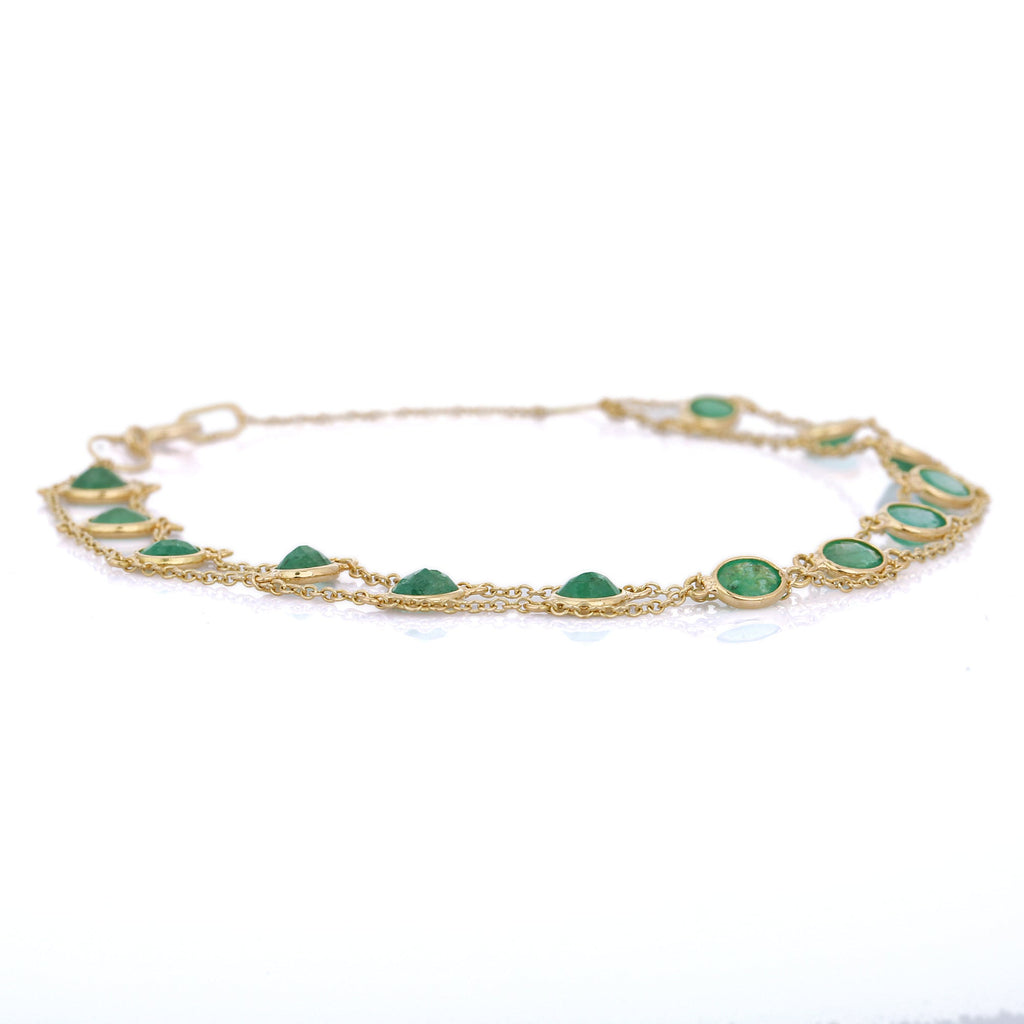 18K Natural Round Cut Emerald Bracelet Image