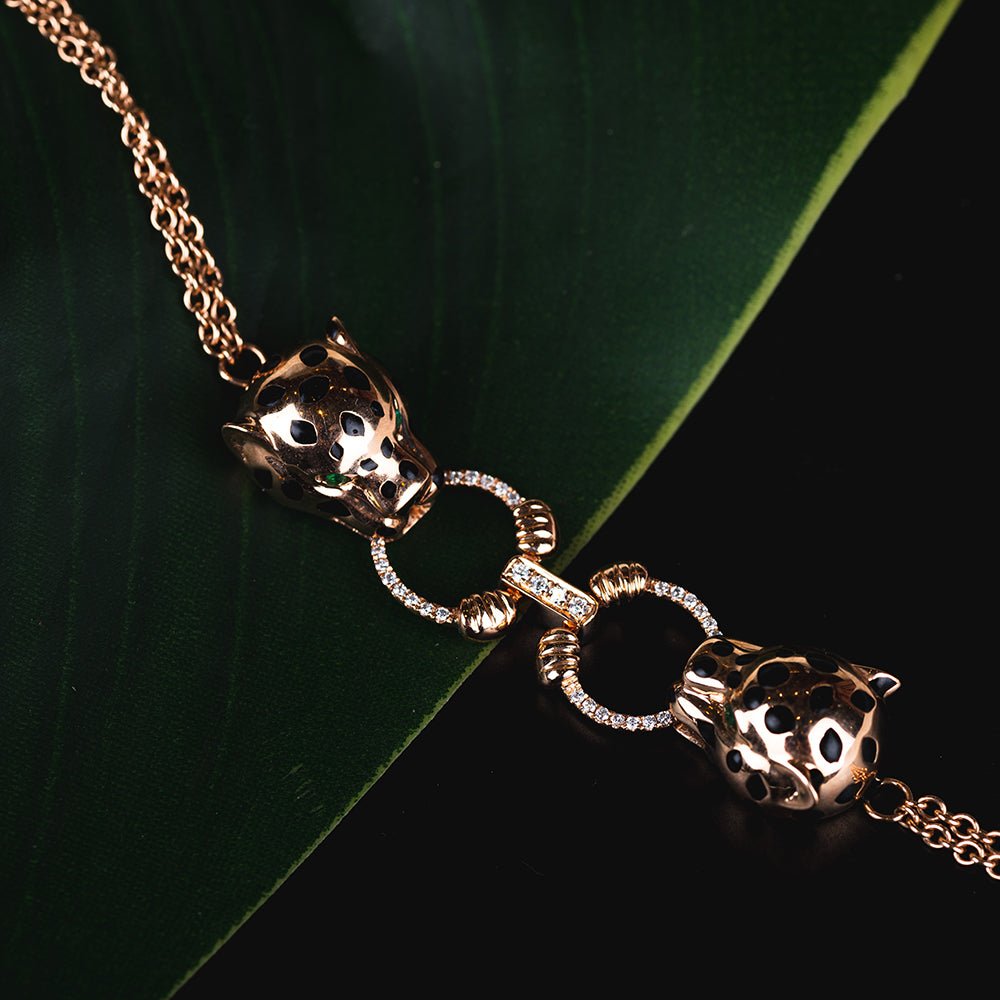 18K Rose Gold Emerald Panther Bracelet Image