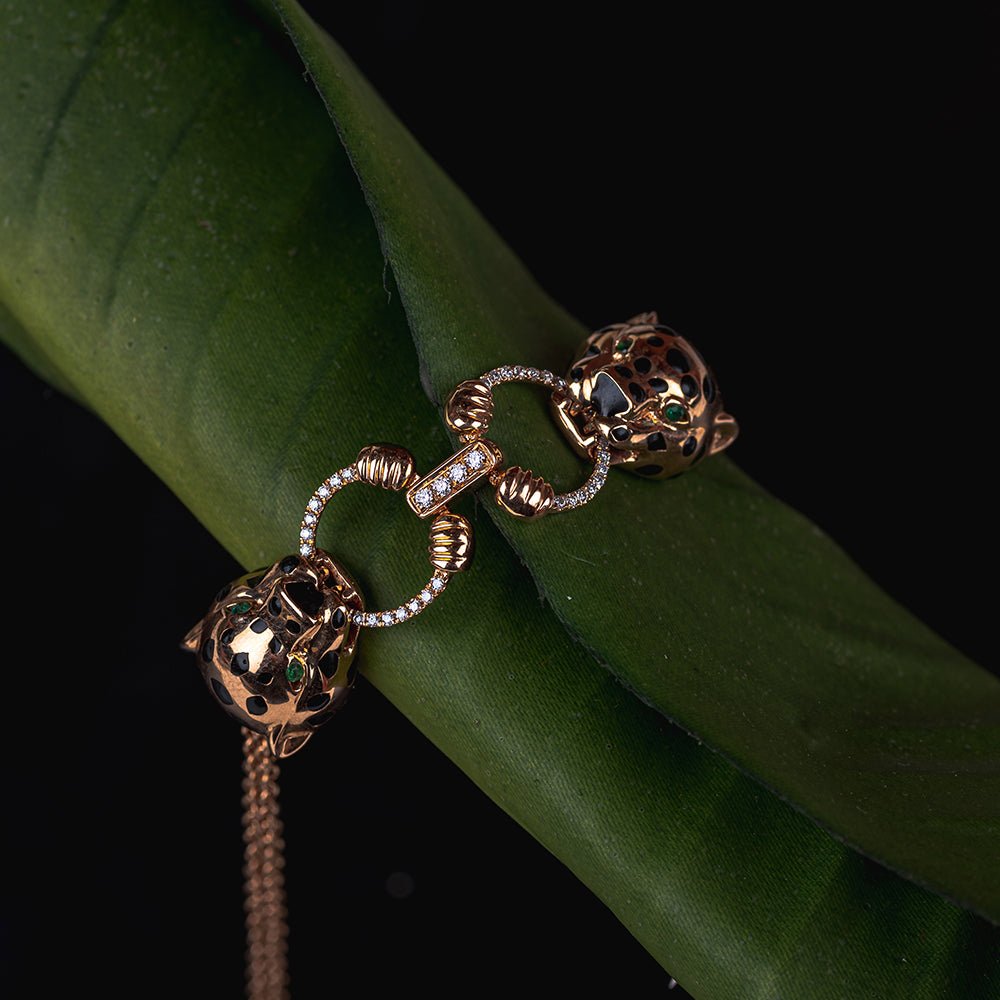 18K Rose Gold Emerald Panther Bracelet - VR Jewels