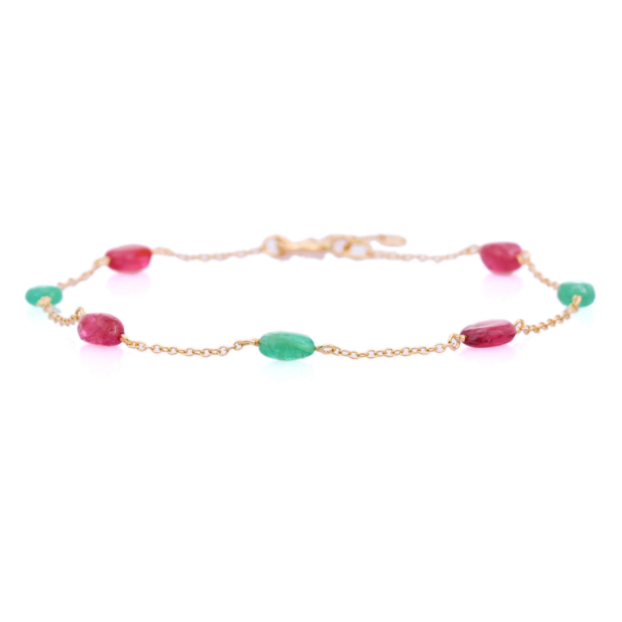 18K Ruby and Emerald Gemstone Bracelet - VR Jewels