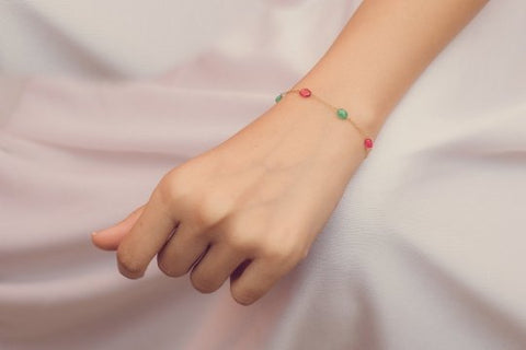 18K Ruby and Emerald Gemstone Bracelet - VR Jewels