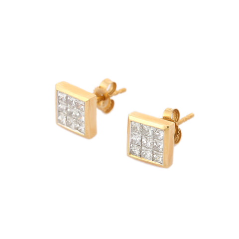 18K Solid Gold Diamond Studs - VR Jewels