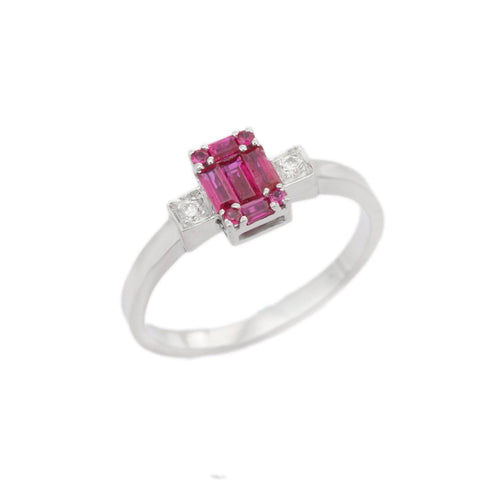 18K Solid White Gold Ruby Ring - VR Jewels