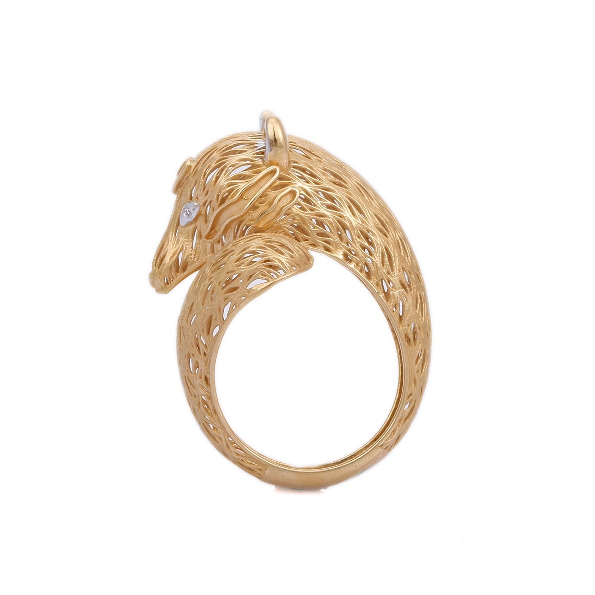 18K Textured Yellow Gold Diamond Vixen Ring